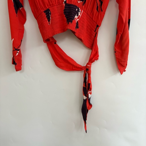 NWT Free People Say You Love Me Open Back Blouse in Red - Picture 4 of 8